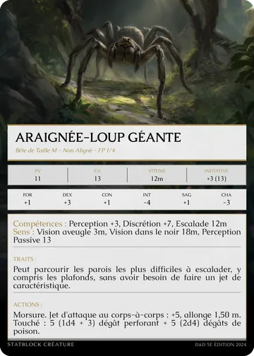 Carte Araignée-loup géante
