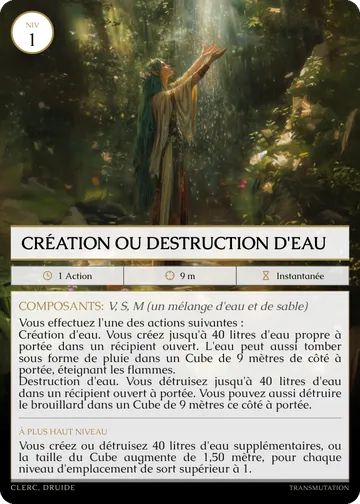 Carte Création ou destruction d'eau