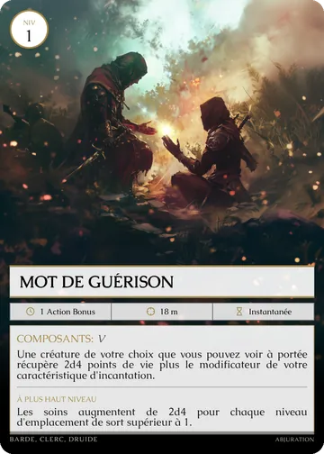 Carte Mot de guérison