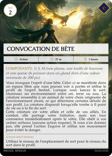 Carte Convocation de bête